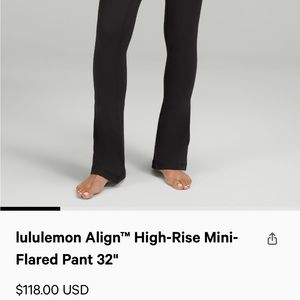 Lululemon mini flare pant 32’